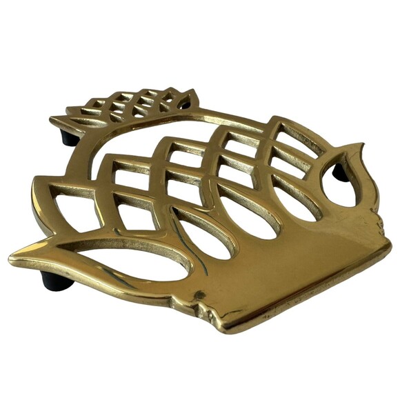 Virginia Metalcrafters Solid Brass Pineapple Footed Trivet Vintage 1976 - Picture 2 of 5